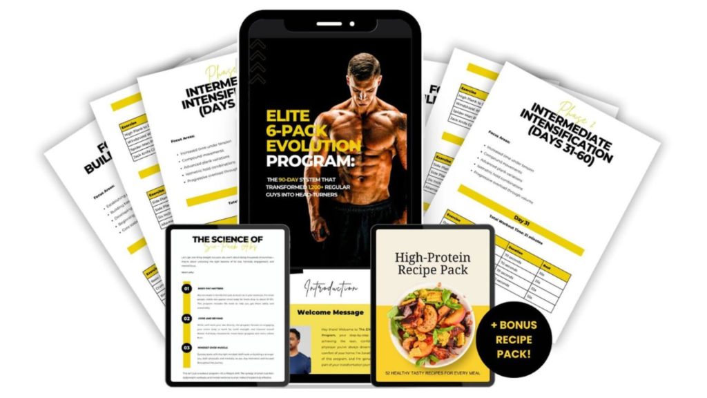 A graphic showing the contents of the Elite 6-pack evolution program